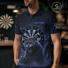 Load image into Gallery viewer, Funny Cat Blue Dripping Dartboard Custom Men&#39;s Polo Darts Shirt Outfits Darts Jersey NYN1803