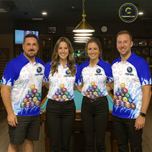 Load image into Gallery viewer, Blue Pool Billiard Balls League Jerseys For Women Custom Grunge Ball 8 Billiard Team Jersey NYN2316