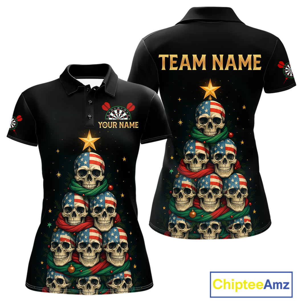 Custom Funny Christmas Darts Shirt For Women Outfits Xmas Holiday Skull Dart Jerseys NYN1279