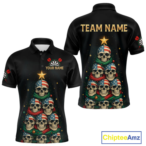 Custom Funny Christmas Darts Shirt For Men Outfits Xmas Holiday Skull Dart Jerseys NYN1279