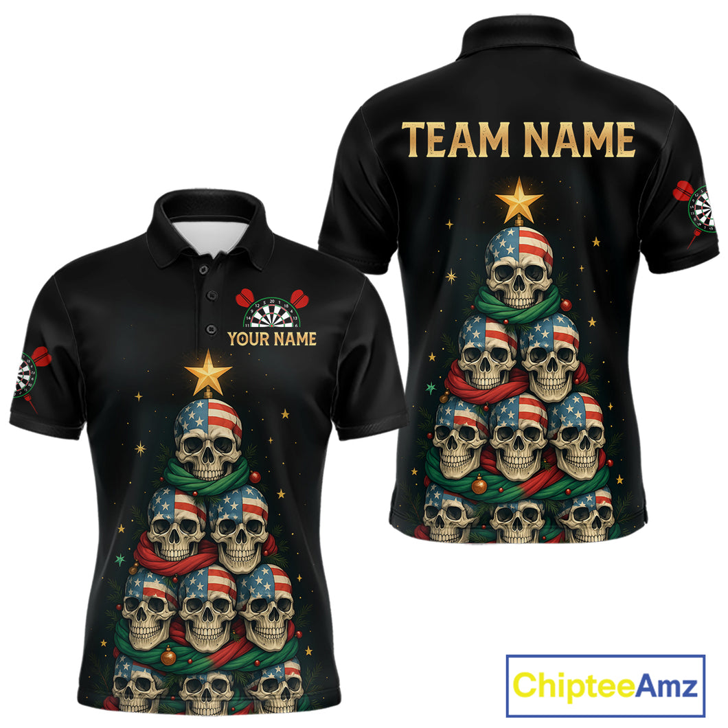 Custom Funny Christmas Darts Shirt For Men Outfits Xmas Holiday Skull Dart Jerseys NYN1279