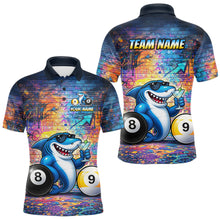 Load image into Gallery viewer, Custom Funny Shark Pool 8 Ball &amp; 9 Ball Men Billiard Shirt Personalized Graffiti Billiard Attire NYN2594