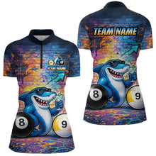 Load image into Gallery viewer, Custom Funny Shark Pool 8 Ball &amp; 9 Ball Women Billiard Shirt Personalized Graffiti Billiard Attire NYN2594