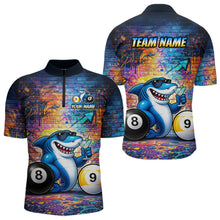 Load image into Gallery viewer, Custom Funny Shark Pool 8 Ball &amp; 9 Ball Men Billiard Shirt Personalized Graffiti Billiard Attire NYN2594