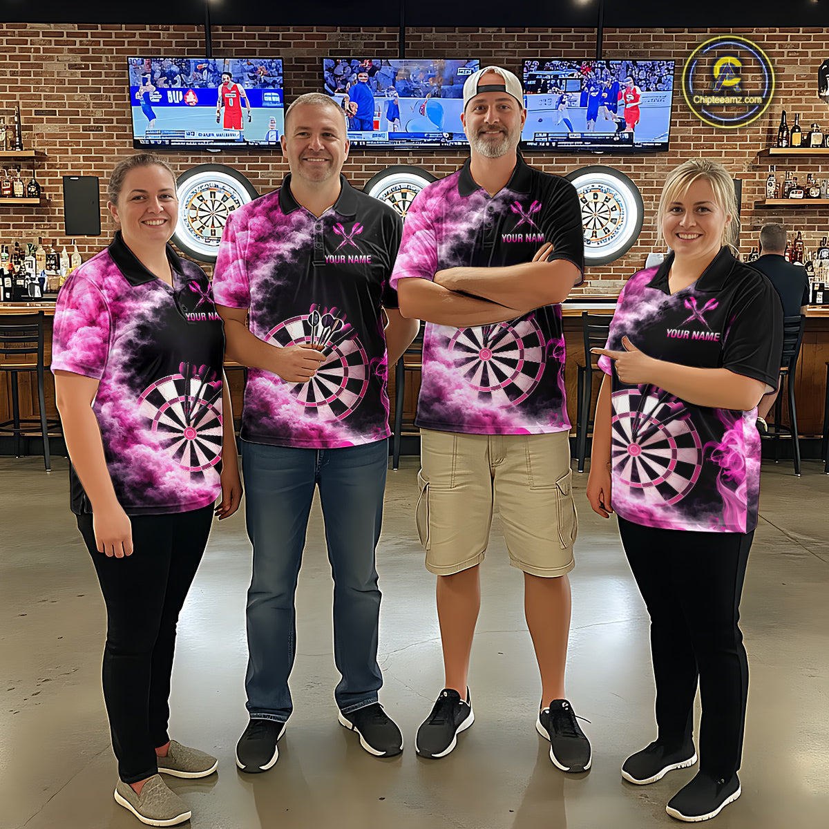 Custom Pink Smokes Dartboard & Arrow Men Darts 1/4-Zip Shirt Personalized Darts Team Jerseys NYN2597