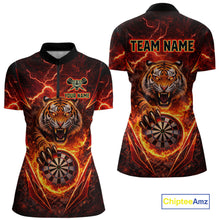 Load image into Gallery viewer, Red Flaming Tiger Thunder Dartboard Women Darts Quarter-Zip Shirt Custom Funny Darts Team Jersey NYN2610