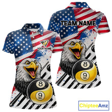 Load image into Gallery viewer, Splatter US Flag Yin And Yang 8 Ball &amp; 9 Ball Women Billiard Shirt Custom Eagle Freedom Billiard Appeal NYN2767