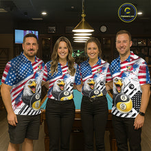 Load image into Gallery viewer, Splatter US Flag Yin And Yang 8 Ball &amp; 9 Ball Women Billiard Shirt Custom Eagle Freedom Billiard Appeal NYN2767