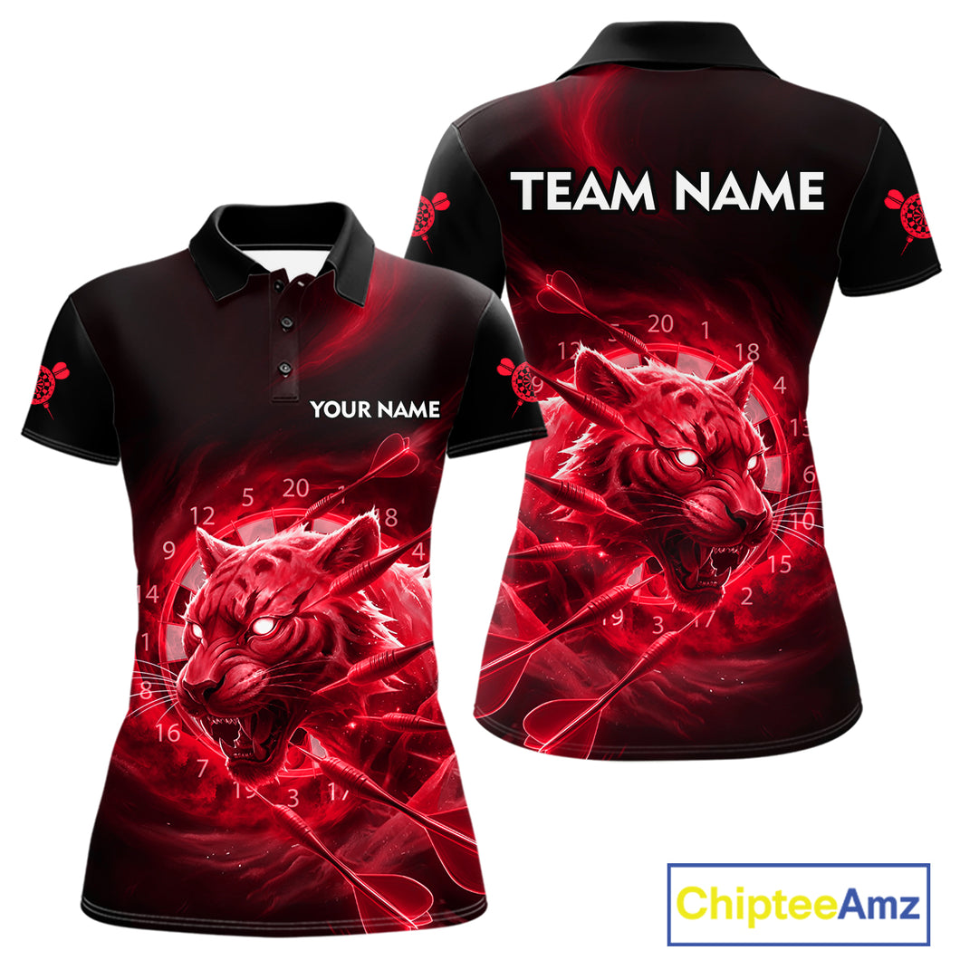 Custom Red Fantasy Tiger Storm Dart Arrow Darts Polo Shirt For Women Dart Team Jerseys NYN1822