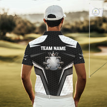 Load image into Gallery viewer, Custom Crown Claws Golf Ball Team Attire White And Black Golf Ball Pattern Polo Shirts For Men NYN3177
