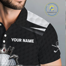 Load image into Gallery viewer, Custom Crown Claws Golf Ball Team Attire White And Black Golf Ball Pattern Polo Shirts For Men NYN3177