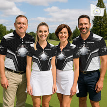 Load image into Gallery viewer, Custom Crown Claws Golf Ball Team Attire White And Black Golf Ball Pattern Polo Shirts For Men NYN3177