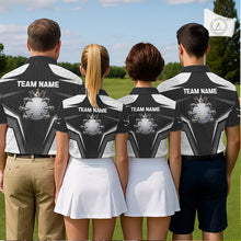 Load image into Gallery viewer, Custom Crown Claws Golf Ball Team Attire White And Black Golf Ball Pattern Polo Shirts For Men NYN3177