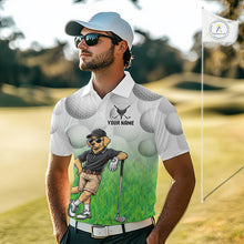 Load image into Gallery viewer, Funny Mens Golf Polo Shirt Custom Golden Retriever Golfer Grass Pattern Golf Team Outfits NYN3396