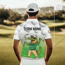Load image into Gallery viewer, Funny Mens Golf Polo Shirt Custom Alligator Golfer Grass Pattern Golf Team Outfits NYN3397