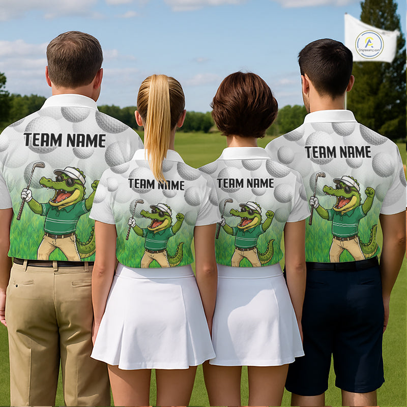 Funny Mens Golf Polo Shirt Custom Alligator Golfer Grass Pattern Golf Team Outfits NYN3397