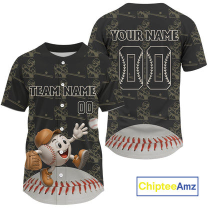 Custom Brown Mascot Funny Baseball Ball Jersey For Men Personalized 3D Funny Baseball Shirt NYN0901
