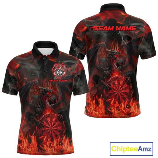 Fire Flames Darts Dragon Red Dart Polo Shirts For Men Personalized Team Dart Jerseys NYN2104