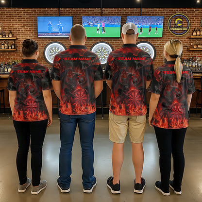 Fire Flames Darts Dragon Red Dart Polo Shirts For Men Personalized Team Dart Jerseys NYN2104