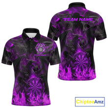 Load image into Gallery viewer, Fire Flames Darts Dragon Purple Dart Polo Shirts For Men Personalized Team Dart Jerseys NYN2105