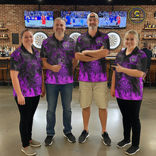Load image into Gallery viewer, Fire Flames Darts Dragon Purple Dart 1/4-Zip Shirts For Men Personalized Team Dart Jerseys NYN2105