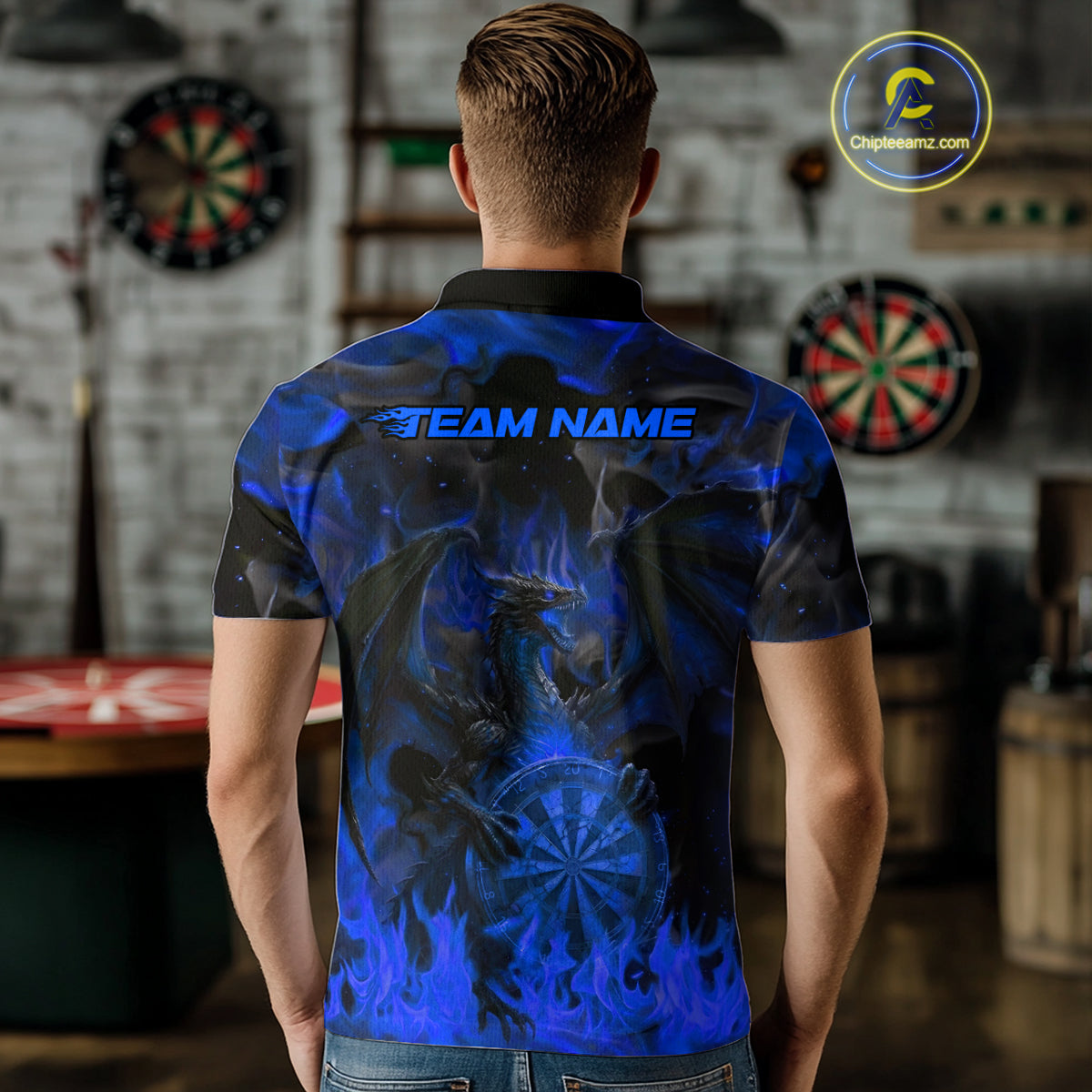 Fire Flames Darts Dragon Purple Dart Polo Shirts For Men Personalized Team Dart Jerseys NYN2106