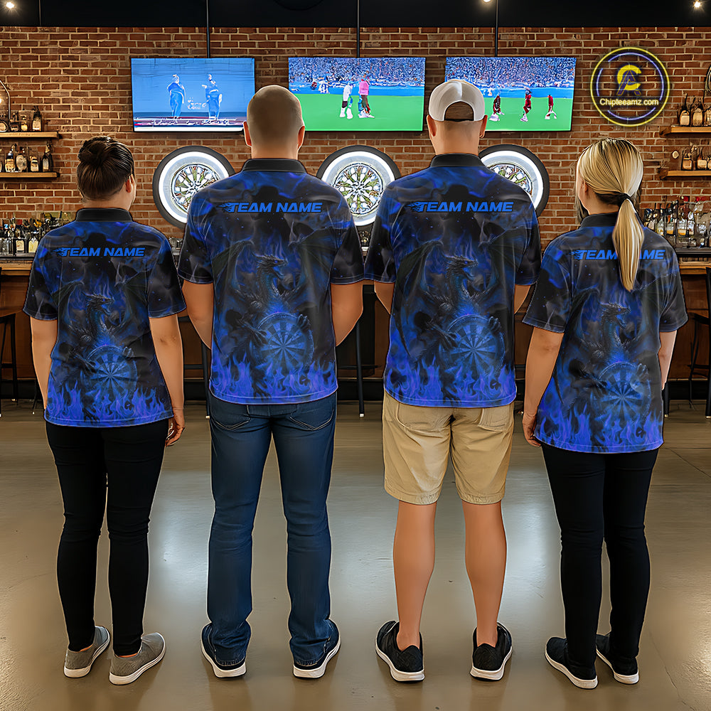 Fire Flames Darts Dragon Purple Dart Polo Shirts For Men Personalized Team Dart Jerseys NYN2106