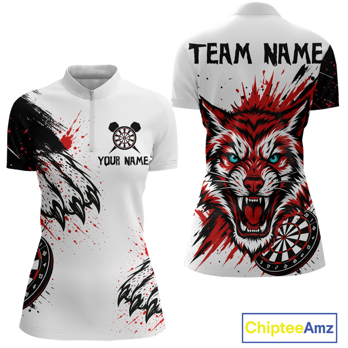 Colorful Splashed Tiger & Dartboard Women's Darts Shirt - Custom Name For Darts Jersey NYN0427