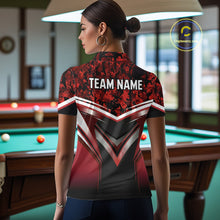 Load image into Gallery viewer, Black &amp; Red Geometric 8 Ball Pool Polo &amp; 1/4-Zip Shirt For Women Custom Pool Billiard Team Jerseys NYN2980