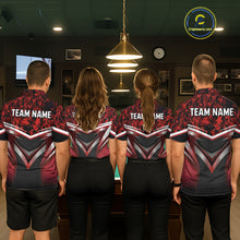Load image into Gallery viewer, Black &amp; Red Geometric 8 Ball Pool Polo &amp; 1/4-Zip Shirt For Women Custom Pool Billiard Team Jerseys NYN2980