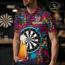Load image into Gallery viewer, Custom Beers &amp; Dartboard Graffiti Funny Darts Polo Shirt For Men Colorful Dart Jerseys NYN1864