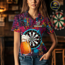 Load image into Gallery viewer, Custom Beers &amp; Dartboard Graffiti Funny Darts Polo Shirt For Women Colorful Dart Jerseys NYN1864