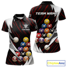 Load image into Gallery viewer, Red And Silver Pool Balls Billiard Team Polo &amp; 1/4-Zip Shirt For Women Custom Billiard Apparel NYN2375