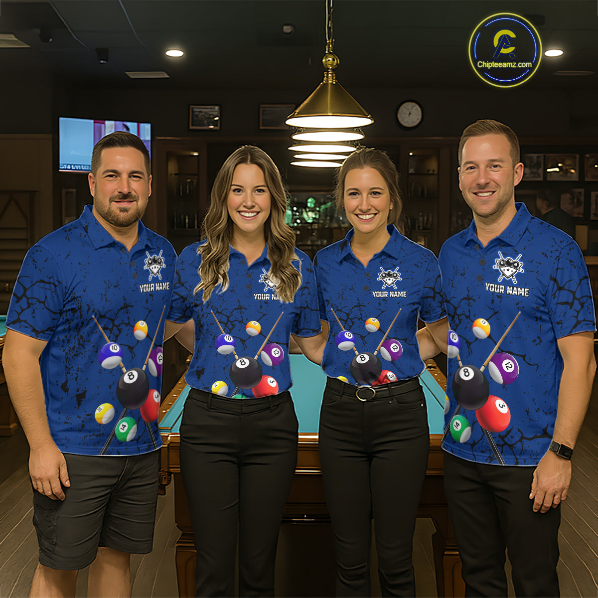 Eagle Crack 8 Ball Pool Women Billiard Team Shirt Custom Polo & 1/4-Zip Billiard Apparel|Blue NYN2382