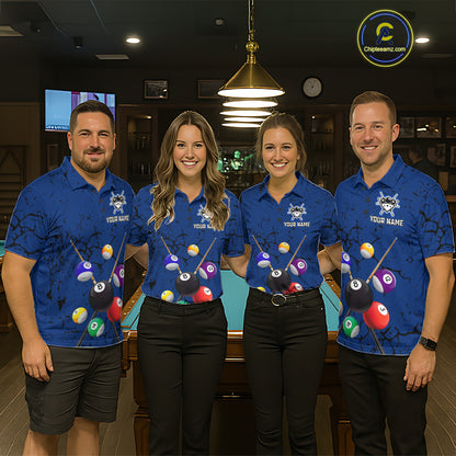 Eagle Crack 8 Ball Pool Women Billiard Team Shirt Custom Polo & 1/4-Zip Billiard Apparel|Blue NYN2382