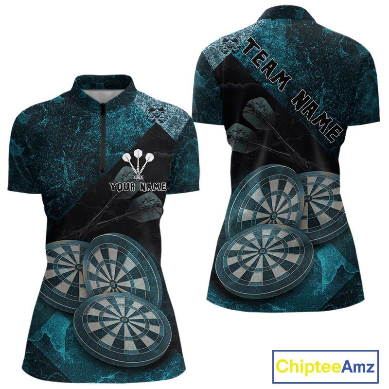 Triple Dartboards Grunge Darts Shirt For Men Custom Name For Players | Opt1 - Turquoise NYN0685