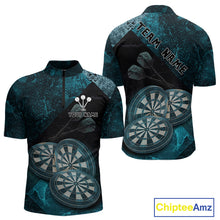 Load image into Gallery viewer, Triple Dartboards Grunge Darts Shirt For Men Custom Name For Players | Opt1 - Turquoise NYN0685