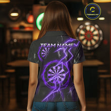 Load image into Gallery viewer, Custom Lightning Purple And Black Darts Polo Shirt For Women Darts Tournament Jerseys NYN0951