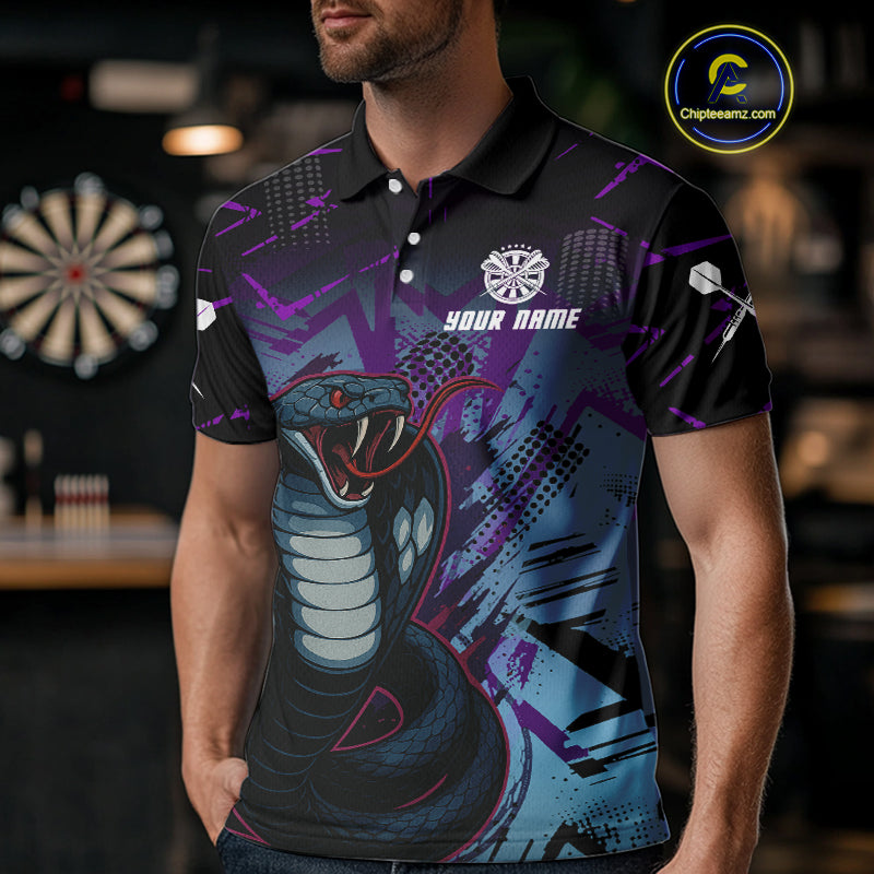 Fierce Cobra Multi Color Grunge Men's Dart Shirt - Custom Name For Darts Jersey NYN0456