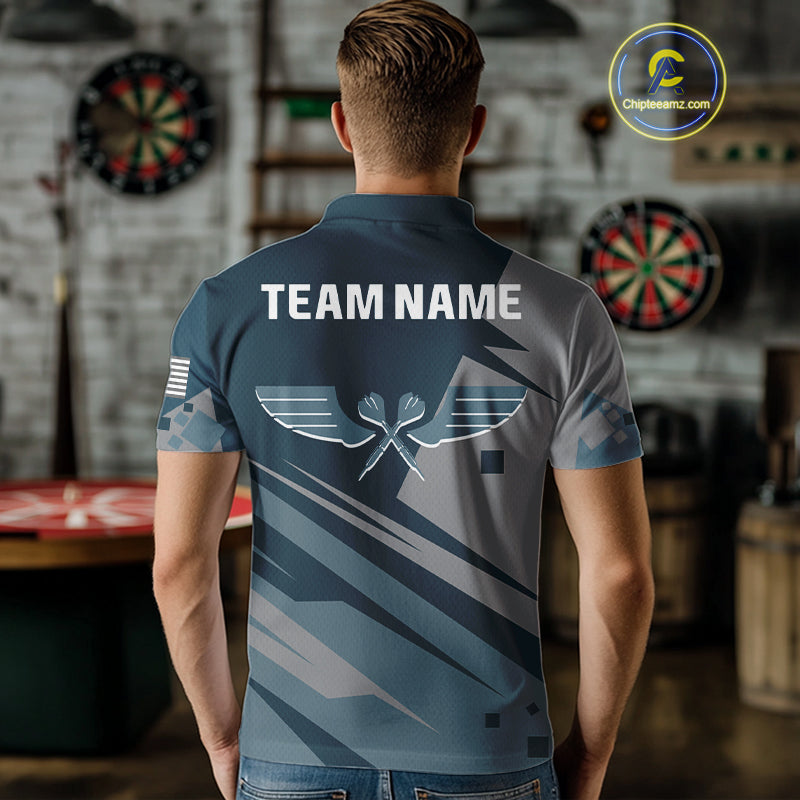 Blue Cracked Dartboard Custom Darts Polo Shirt For Men - Darts Team Jersey NYN0725