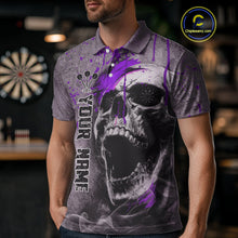 Load image into Gallery viewer, Custom Purple Dripping Skull Polo Grunge Dart Shirt For Men Dartboard Outfits Dart Jersey NYN1321