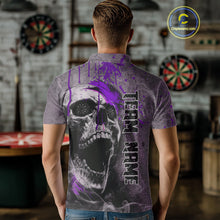 Load image into Gallery viewer, Custom Purple Dripping Skull Polo Grunge Dart Shirt For Men Dartboard Outfits Dart Jersey NYN1321
