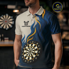Load image into Gallery viewer, Custom Yellow - Blue Flames Dartboard Polo Dart Shirt For Men Outfits Dart Team Jerseys NYN1322