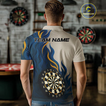 Load image into Gallery viewer, Custom Yellow - Blue Flames Dartboard Polo Dart Shirt For Men Outfits Dart Team Jerseys NYN1322