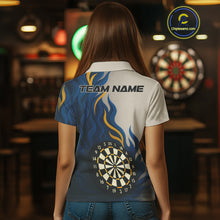 Load image into Gallery viewer, Custom Yellow - Blue Flames Dartboard Polo Dart Shirt For Women Outfits Dart Team Jerseys NYN1322