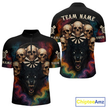 Load image into Gallery viewer, Custom Wolf Skulls Men&#39;s 1/4-Zip Dart Shirt Colorful Smoke Dart Outfits Jerseys For Darters NYN1323