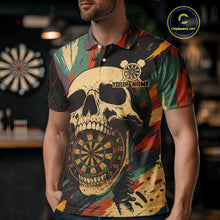 Load image into Gallery viewer, Custom Colorful Skull Grunge Polo Dart Jerseys For Men Skull Dartboard Outfits Dart Shirts NYN1325
