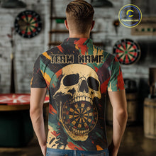 Load image into Gallery viewer, Custom Colorful Skull Grunge Polo Dart Jerseys For Men Skull Dartboard Outfits Dart Shirts NYN1325