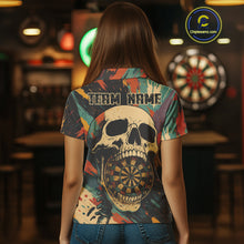 Load image into Gallery viewer, Custom Colorful Skull Grunge Polo Dart Jerseys For Women Skull Dartboard Outfits Dart Shirts NYN1325