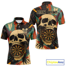 Load image into Gallery viewer, Custom Colorful Skull Grunge Polo Dart Jerseys For Men Skull Dartboard Outfits Dart Shirts NYN1325